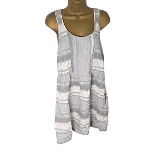 Lou & Grey Tank Sundress Linen Blend Fit Flare Sleeveless Striped Pockets 10